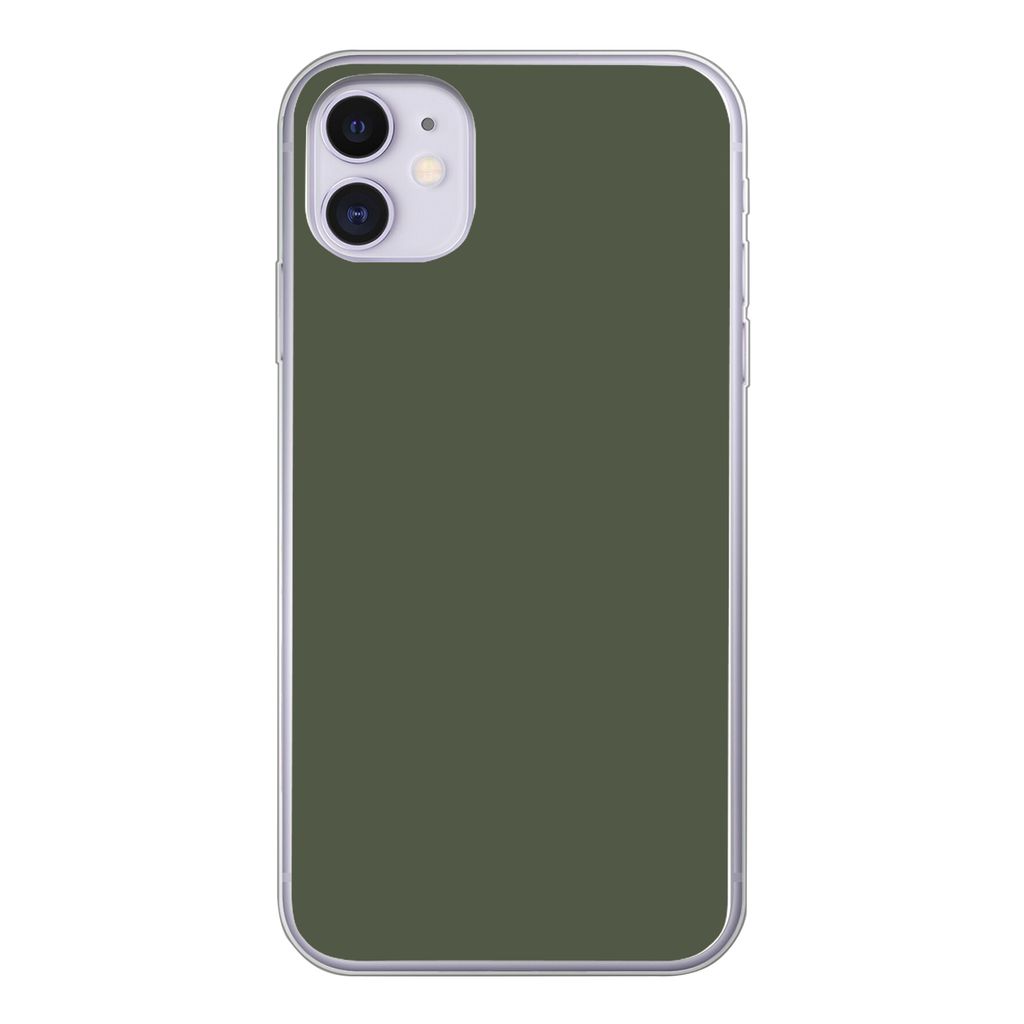 MuchoWow Handyhülle Schutzhülle Hülle für iPhone 11 Grün - Olive - Farbe - Grün - Fest - Olivgrün Silikon Softcase Handy Hülle - Handytasche