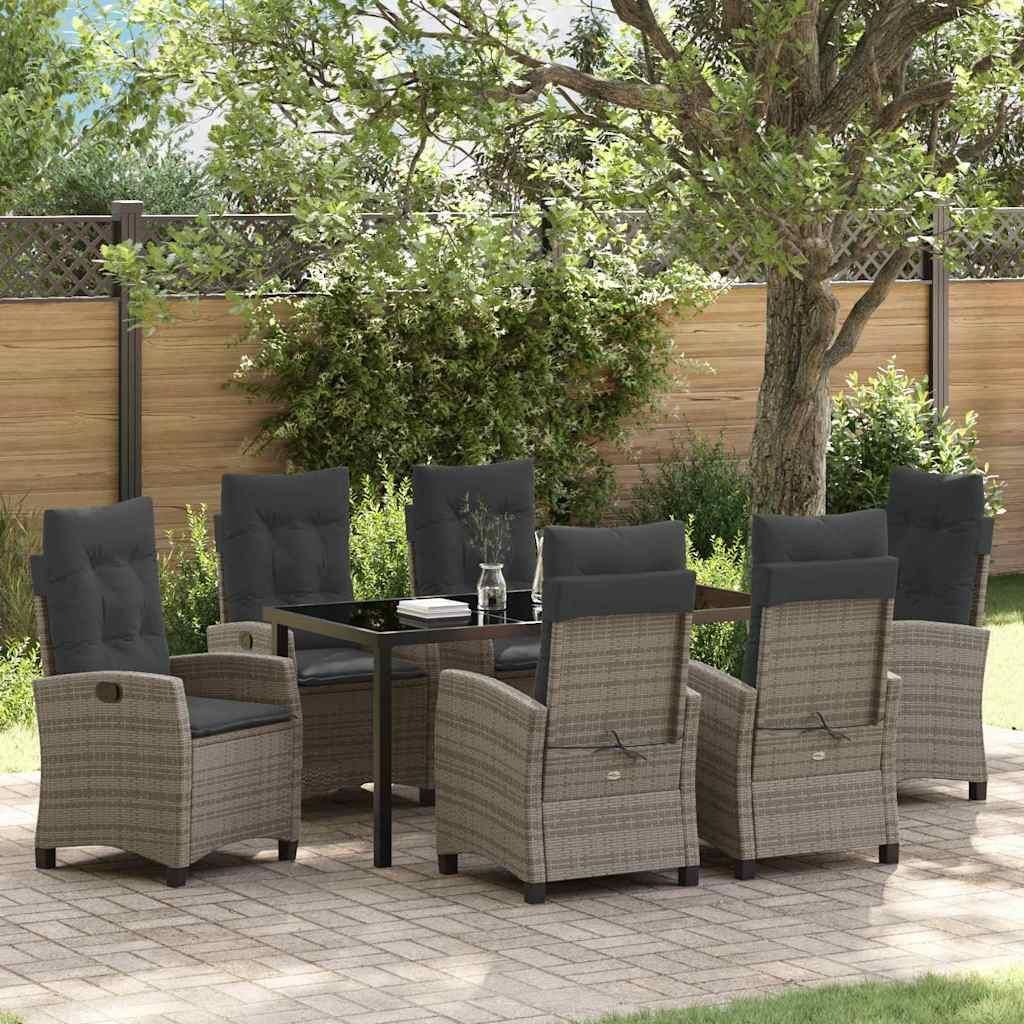 Maison Exclusive - Garten Essgruppe mit Kissen 7 pcs Grau Poly-Rattan