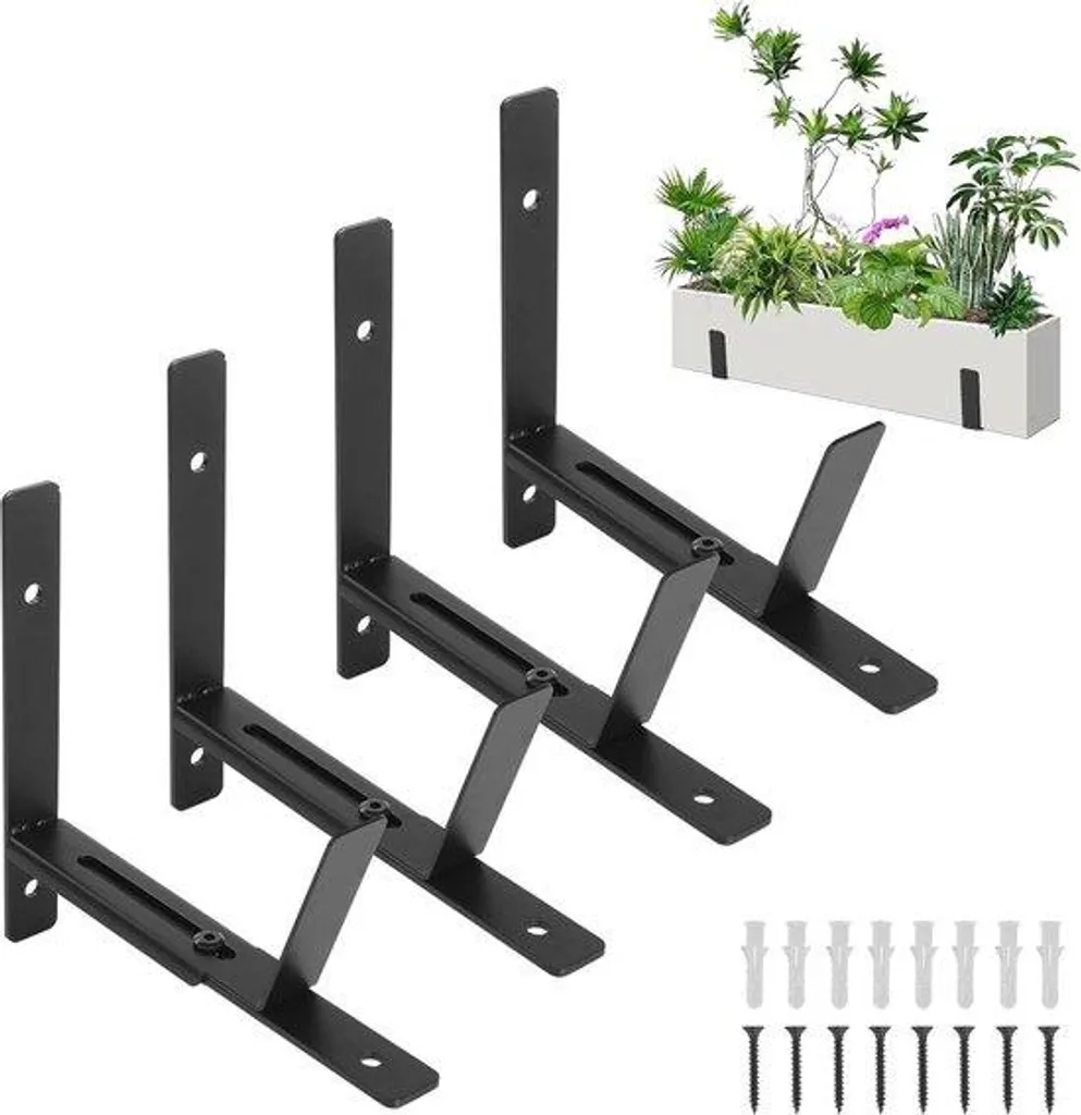 Supports de pots de jardin réglables en acier noir pour balcon 15-30 cm