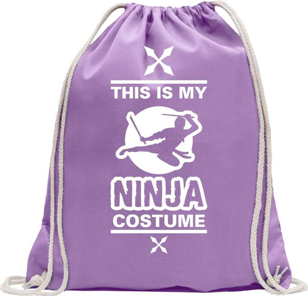 Kiwistar - Turnbeutel - lavendel - This is My Ninja Costume - Fun Rucksack Sport Beutel Gymsack Baumwolle mit Ziehgurt