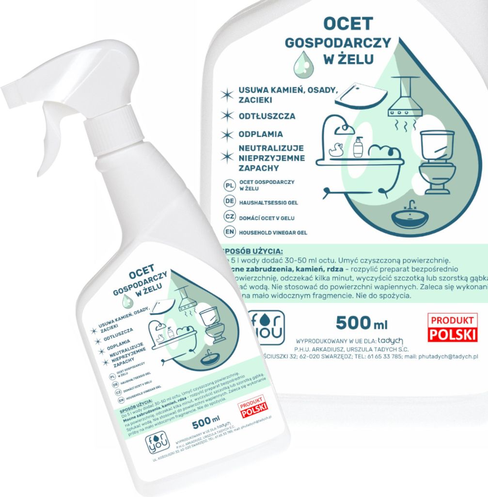 Aqua For You | Super Gel-reiniger - 14% Essig - Kalkentferner - Fettlöser - Haushaltsreiniger