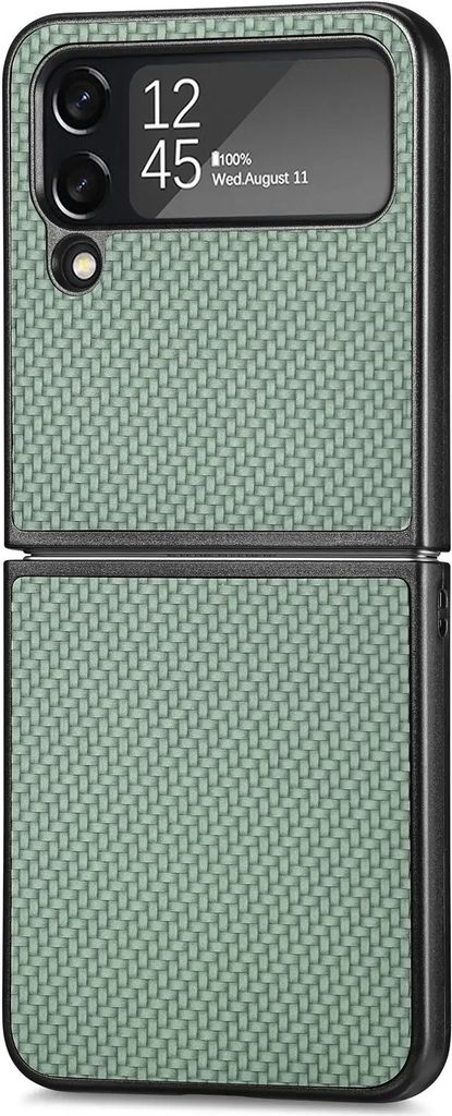 Modische Schutzhülle aus Karbonfaser für Samsung Galaxy Z Flip 5, schlanke Schutzhülle, Farbe:Grün