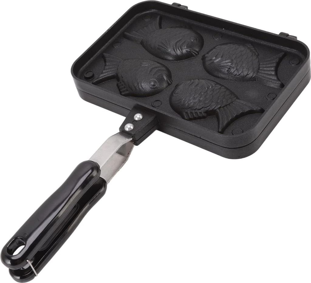 Doppelte Taiyaki Fischkuchen Backform mit Antihaftbeschichtung und Anti-Verbrühungsgriff - Japanischer Taiyaki Maker