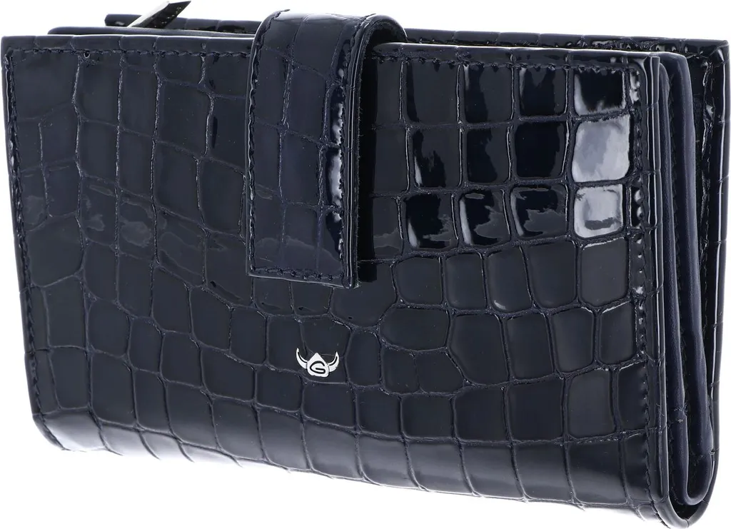 Compagnon en cuir véritable avec protection RFID pour femme bleu