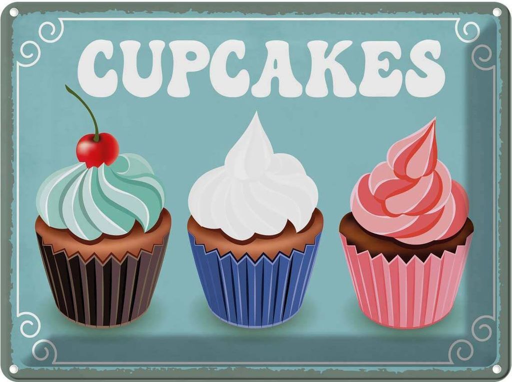vianmo Blechschild 30x40 cm Cupcakes Geschenk Familie Freunde Essen Küche Backen Cupcake