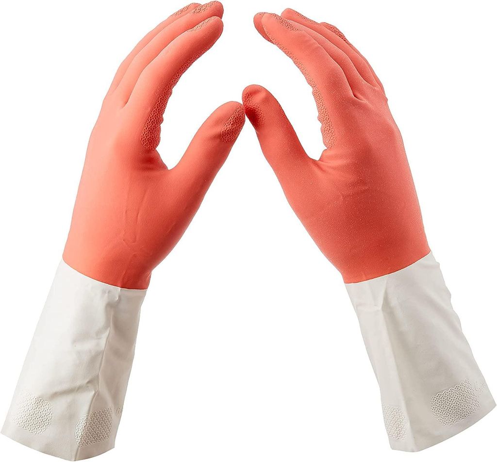 Spontex Perfect Light Haushaltshandschuhe, ideal für alle Reinigungsarbeiten, aus Naturlatex, mit Anti-Rutsch-Profil, zuverlässiger Schutz