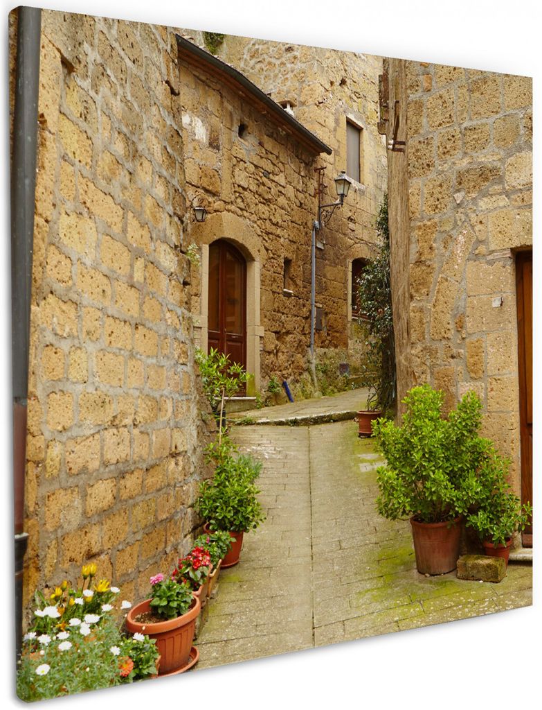 Wallario Premium Leinwandbild Weg durch die Altstadt - Toskana in Italien in Größe 50 x 50 cm
