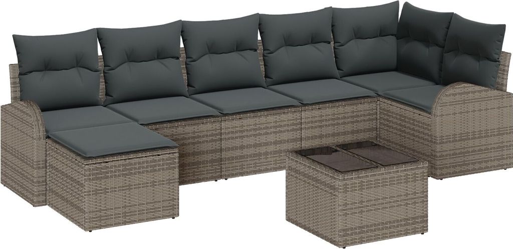 Möbel 7-teiliges Garten Sofa Set mit Kissen schwarzes Poly Rattan - Gartensofas 3346139