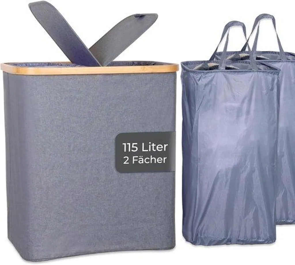 Corbeille à linge double bac anthracite - Trier le linge devient facile