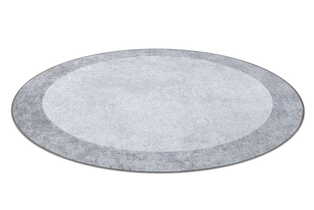 MIRO 51648.802 Kreis Waschteppich Marmor Anti-Rutsch - hellgrau Grau rund 120 cm