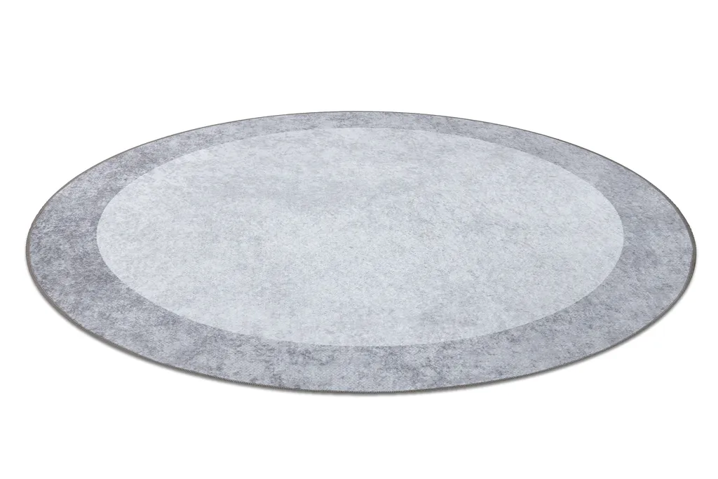 Tapis Rond Gris Lavable Antidérapant MIRO 51648.802 Style Marbre 120cm