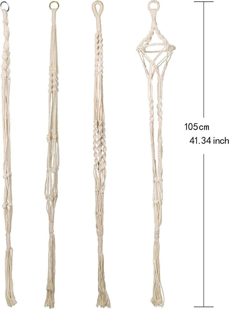 4er Set Makramee Blumenampel 41 Zoll, 4 Beine