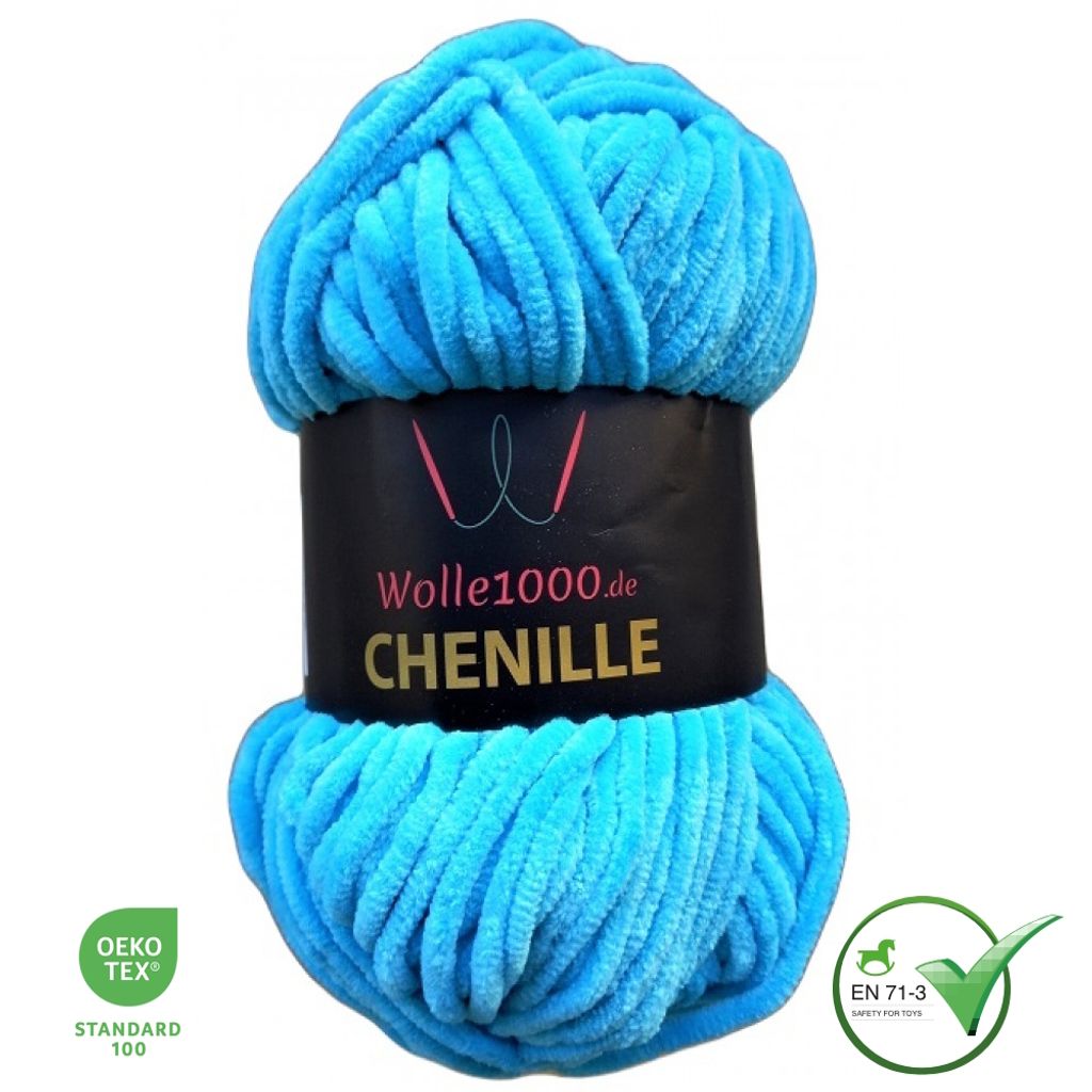Wolle1000 Chenille - 12 TÜRKIS - 100g - weiches Chenille Produktbild 