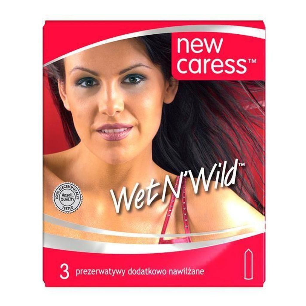 New Caress Lateksowe prezerwatywy Wet N'Wild, 3 sztuki
