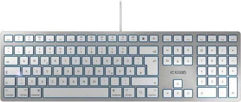 CHERRY SX Tastatur USB USA - Clavier Argent avec Mécanisme à Ciseaux SX