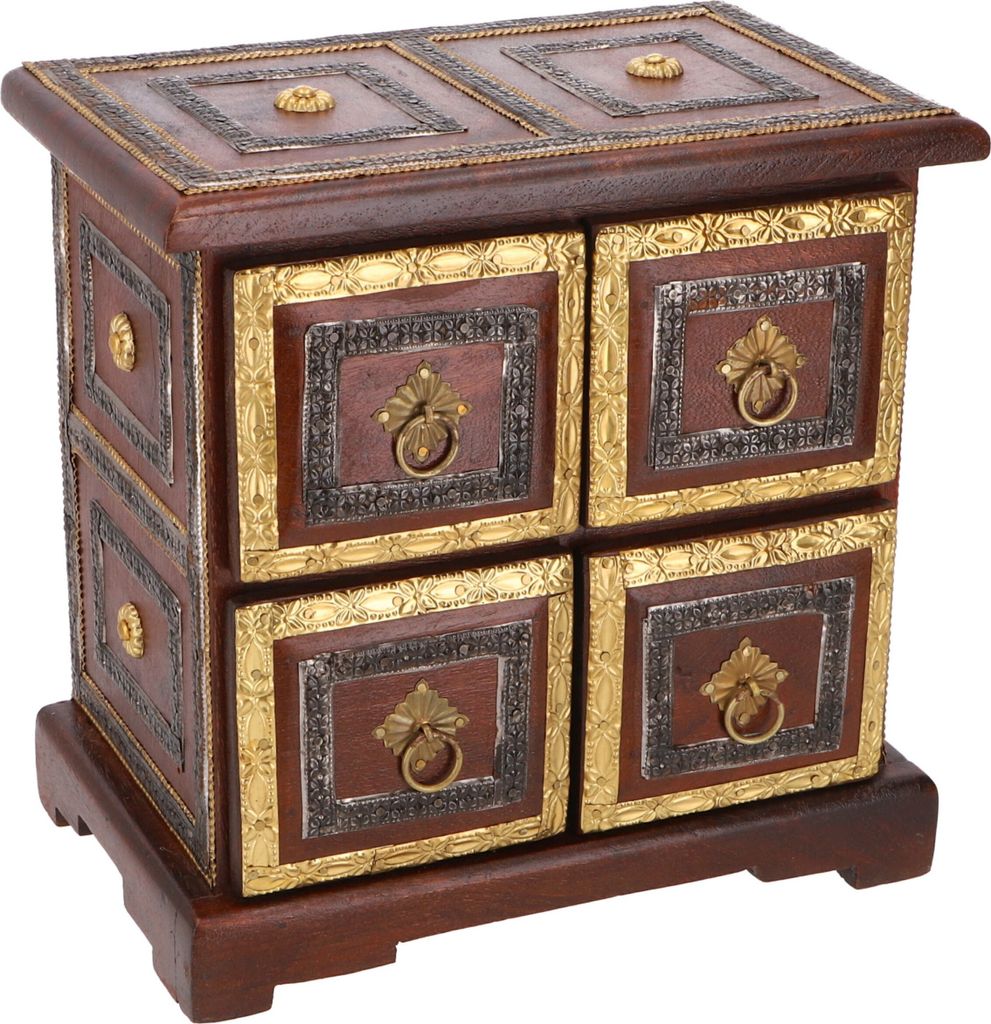 Schubfachschränkchen, Apothekerschränkchen, Schmuck Schränkchen - Modell 3, Braun, Holz, 23*23*14 cm, Dosen, Boxen & Schatullen