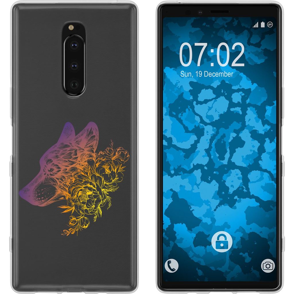PhoneNatic Case kompatibel mit Sony Xperia 1 Silikon-Hülle Floral Wolf M3-3