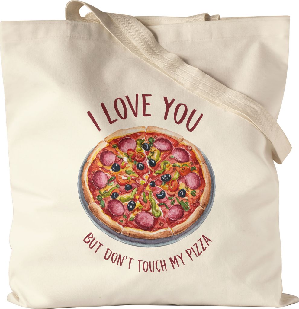 I Love You But Don't Touch My Pizza Tragetasche natur Pizza Pizzabäcker Italien Pizzaliebhaber Pizzeria Pizza baker