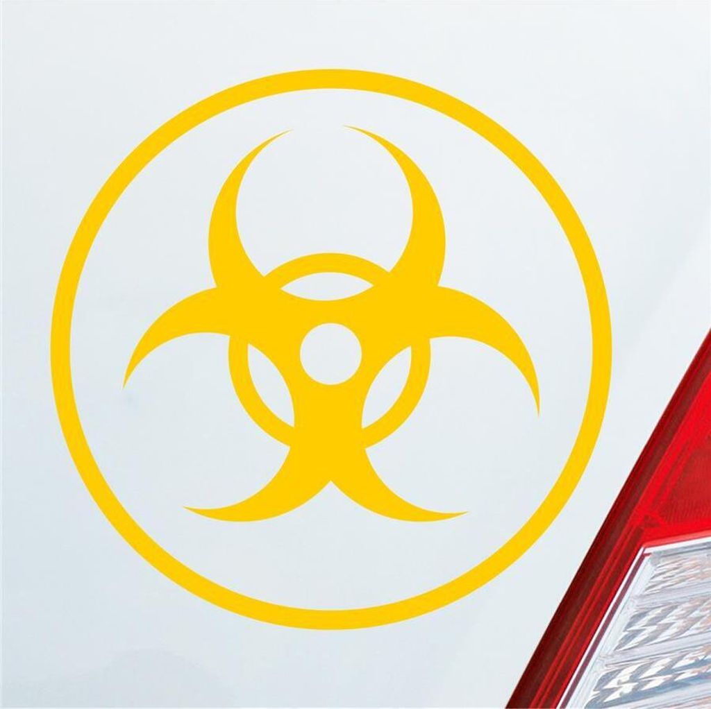 Auto Aufkleber Hazard Virus Gefahr Corona Krank Infiziert Viren 10x5 cm Gelb Sticker Heckscheibenaufkleber