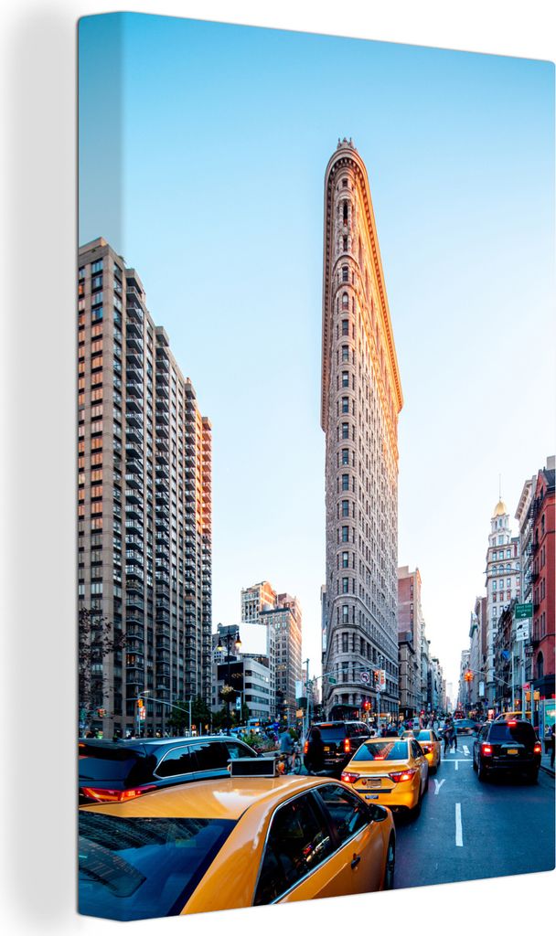 OneMillionCanvasses - Leinwandbilder - 90x140 cm, Starker Verkehr rund um das Flatiron Building, Wandbilder Kunstdruck Wanddekoration - Wandschmu...