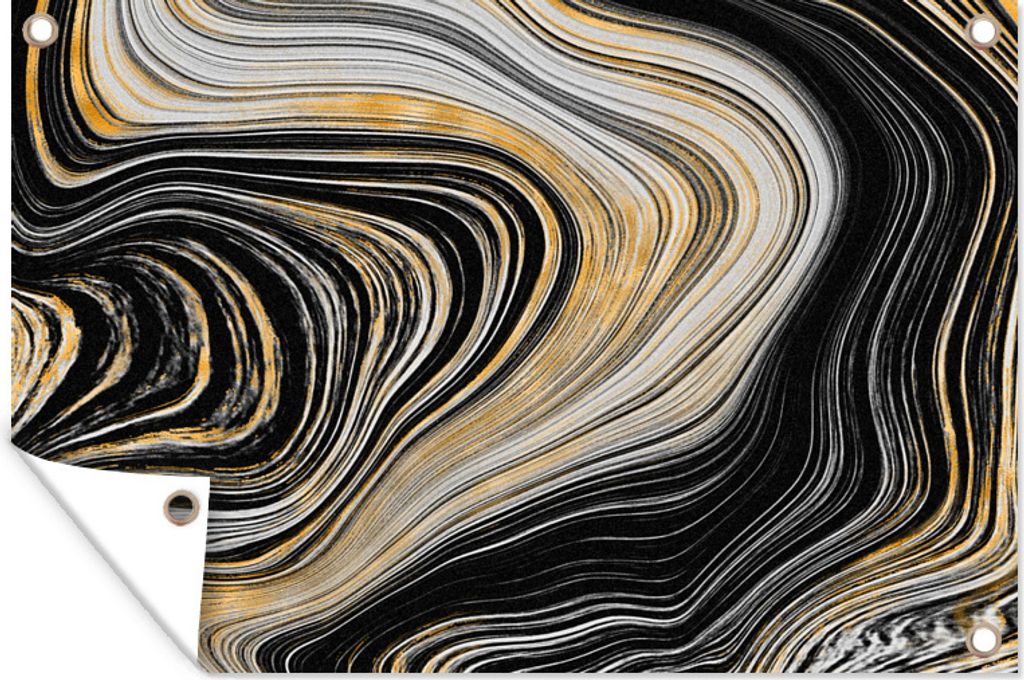 MuchoWow 60x40 cm Outdoor-Poster Gartendeko Sichtschutz Garten Poster für den Garten Marmor - Gold - Grau