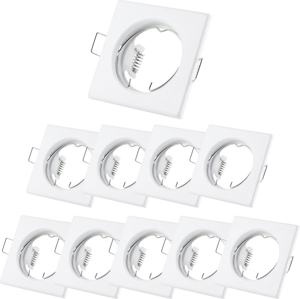 SWEET LED 10x GU10 Einbaustrahler Set eckig – Deckenspots Einbaurahmen 230V weiß – min. Ø 55mm Lochmaß – Deckenstrahler Spots ohne Leuchtm...