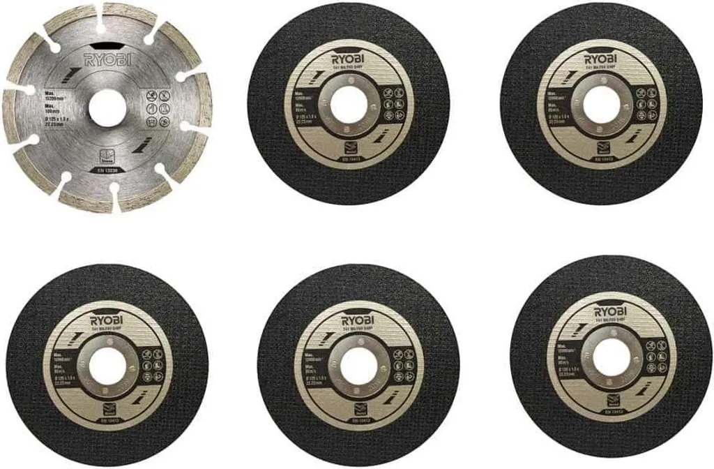 Pack de 6 disques à tronçonner Ryobi RAK6AGD1 robustes pour meulage 125