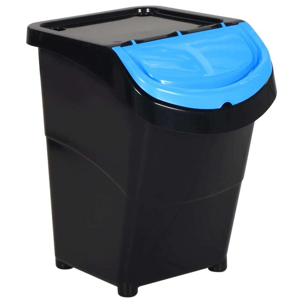 vidaXL Poubelle avec couvercles 3 pcs Empilable noir PP 120 Image du produit 