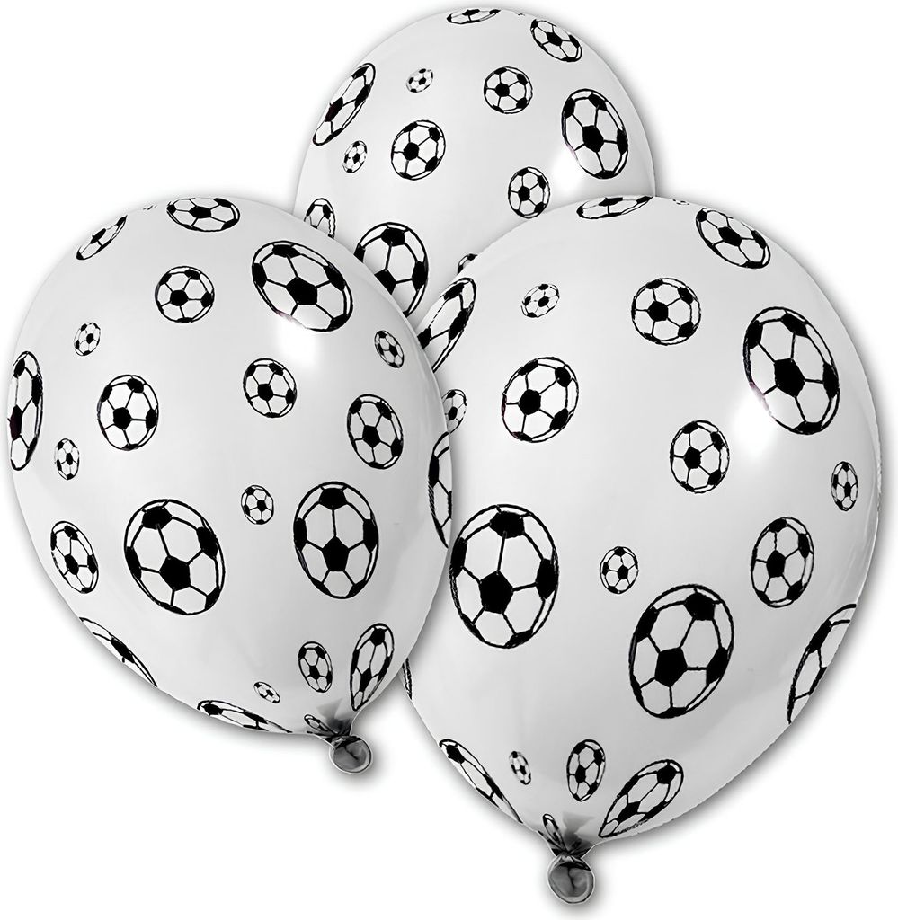 Fussball-Luftballons 5 Stück weiss-schwarz 36x30cm - Einheitsgröße