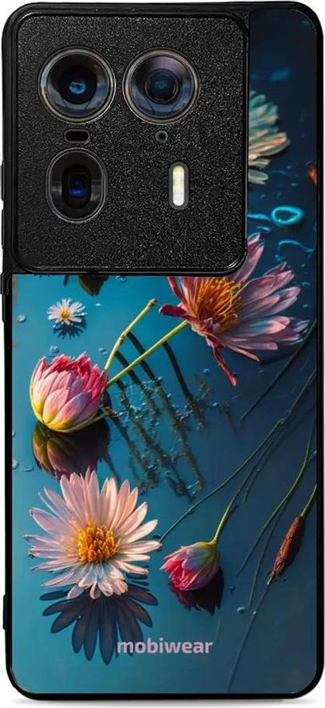 Handyhülle für Motorola Edge 50 Ultra, Mobiwear Glossy Case, Blau-Blumig