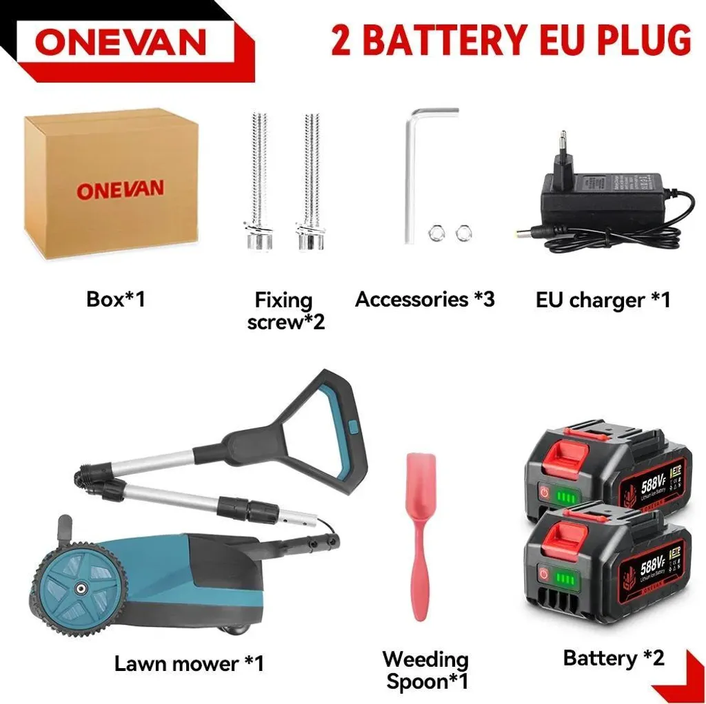Tondeuse à gazon électrique sans fil 32cm avec set de 2 batteries 20V - 2