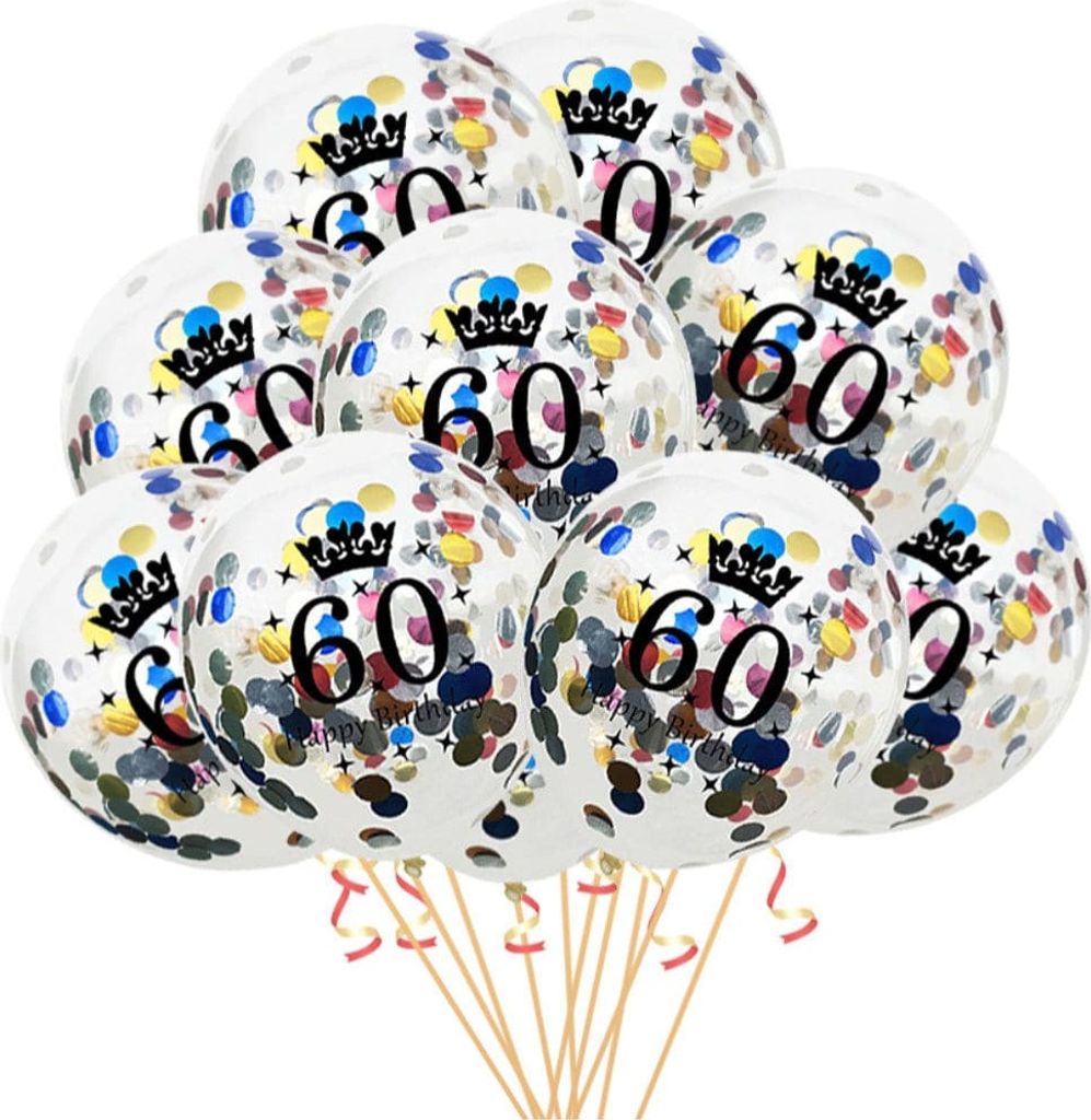 Oblique Unique 10x Konfetti Luftballons Zahl 60 Geburtstag Produktbild 