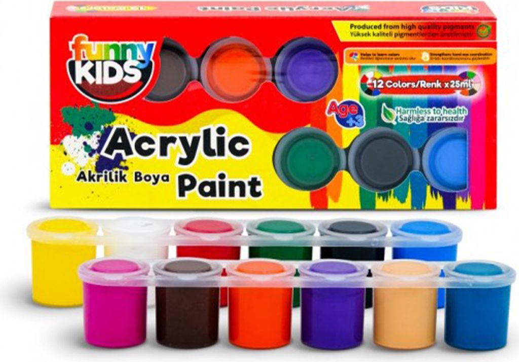 FUNNY KIDS Acrylfarben-Set 12 Farben - 25 ml