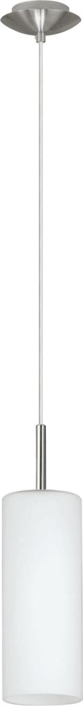 EGLO Pendellampe Troy 3, 1 flammige Pendelleuchte, Material: Stahl, Farbe: Nickel matt, Glas: satiniert weiß, Fassung: E27, Ø: 10,5 cm