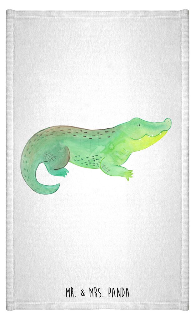 Mr. & Mrs. Panda Handtuch Krokodil - Weiß - Geschenk, Abenteuerlust, Krokodile, gäste wc, Beste Freundin, Klein, Lieblingsmensch, stoffhandtuch, ...
