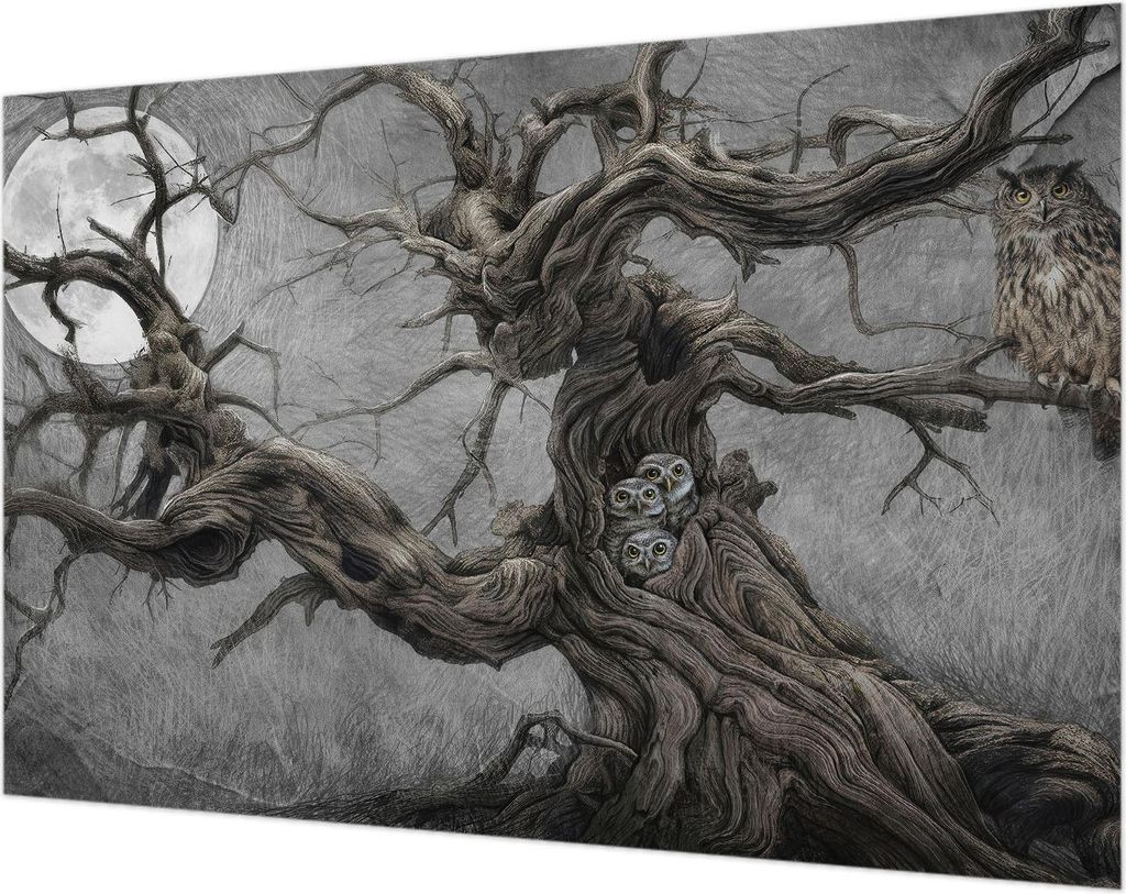Wandtapete - Dekorative Tapete für Wohnzimmer- Tapetenfolie für Wanddekoration - 104x70 cm - Geheimnisvolle Eule