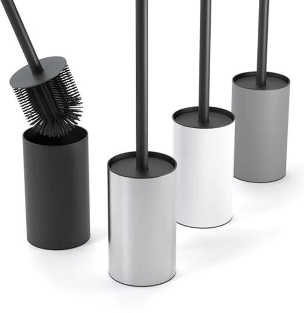 Brosse WC silicone anti-éclaboussure inox argenté contre les odeurs