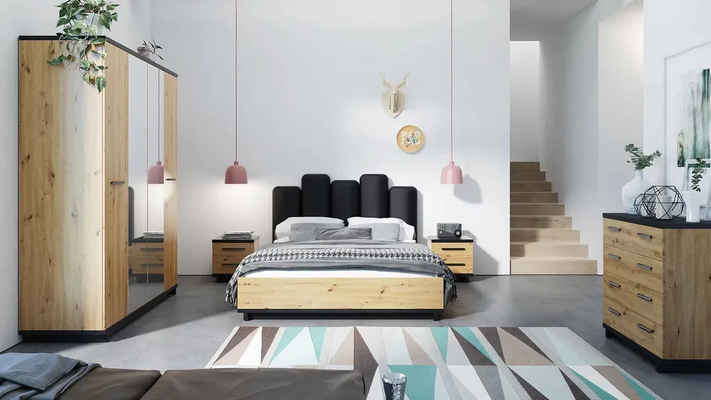 Commode à tiroirs ISOLDA en bois clair avec 4 grands compartiments