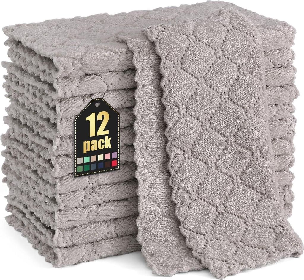 Mikrofaser Reinigungstücher 12er Pack 25x25 cm Grau Produktbild 