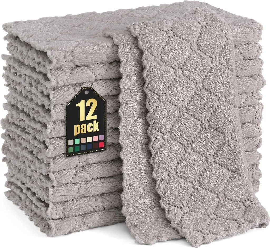 12 Panni In Microfibra Ultra Sottili Per Vetri – 30x40 Cm – Grigio – Senza Pelucchi E Riutilizzabili