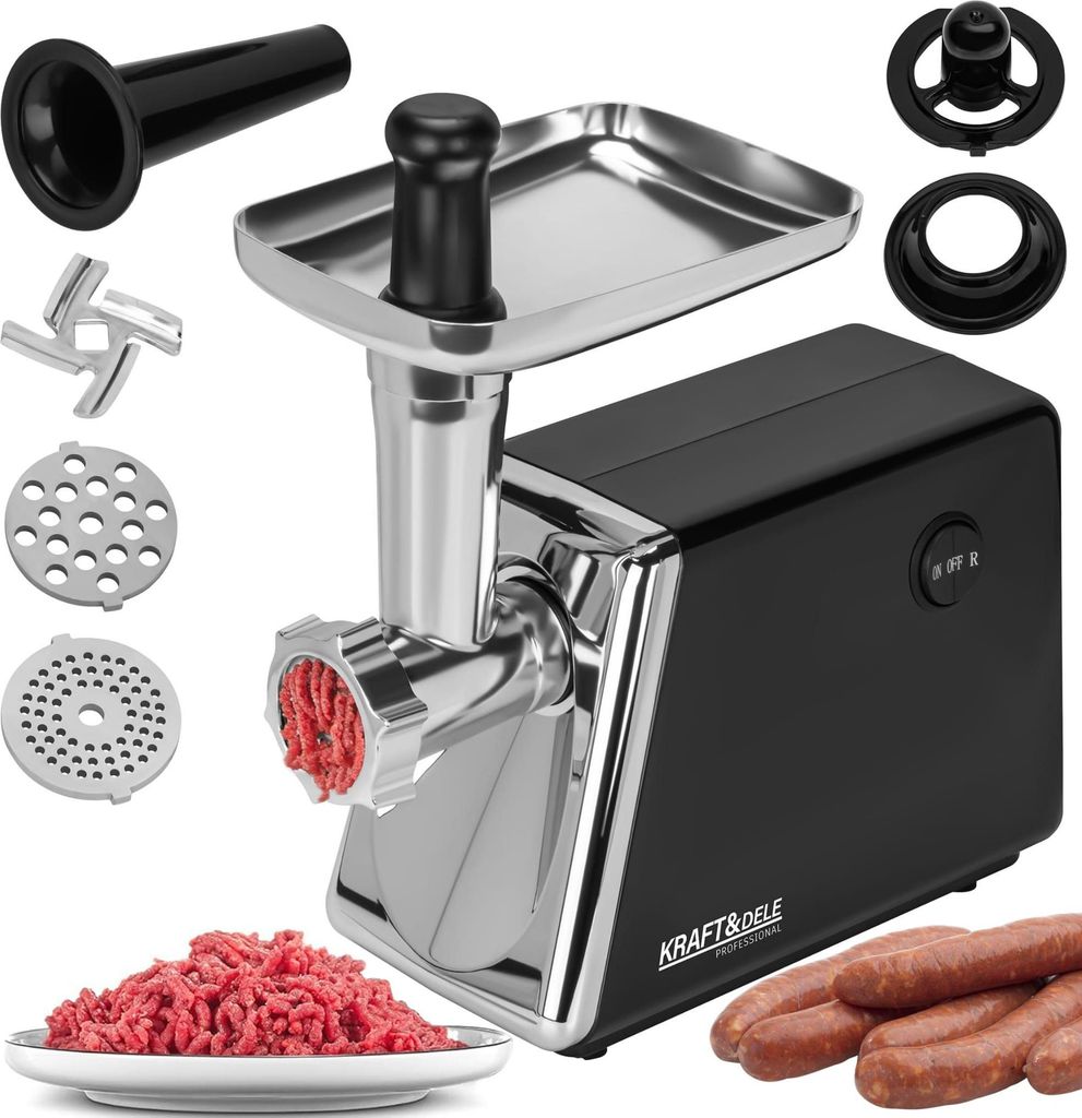 KRAFT&DELE | Fleischwolf, 2200W, Wurstausfatz, Reibe mit 4 Produktbild 