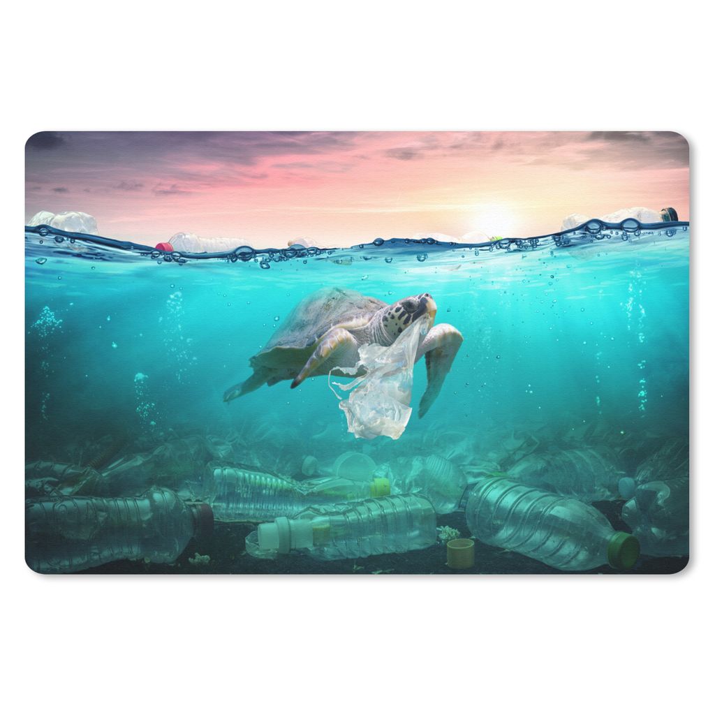 MuchoWow Schreibtischunterlage Schildkröte - Meer - Sonne 60x40 cm - XXL Mauspad - Großes Mauspad