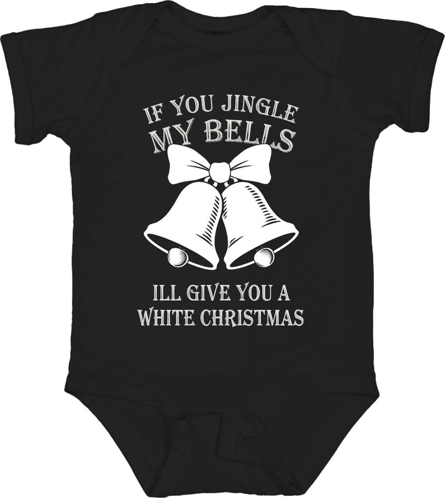 IF YOU JINGLE MY BELLS ILL GIVE YOU Weihnachtsglocken Lustig Unisex Baby Body, Schwarz, 3/6