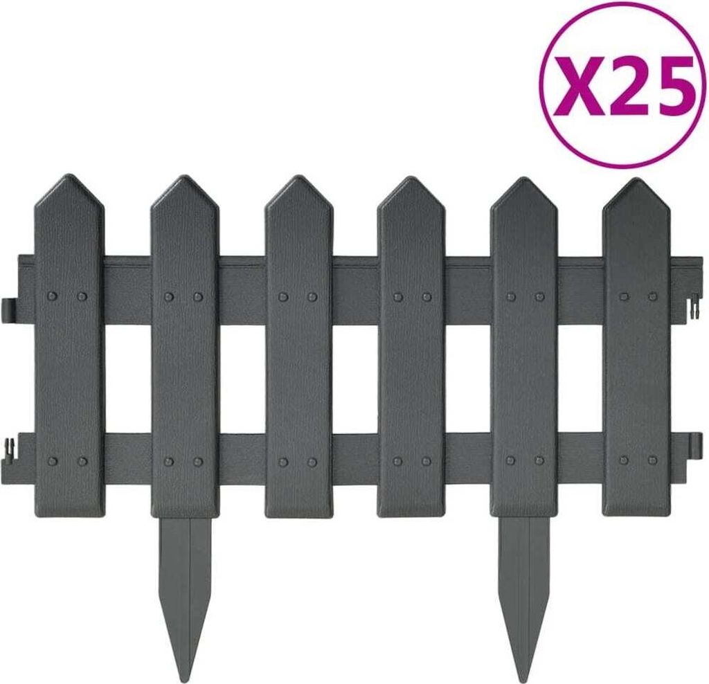 vidaXL Obrzeże trawnikowe 25 szt. Antracyt 10 m PP Zdjęcie produktu 