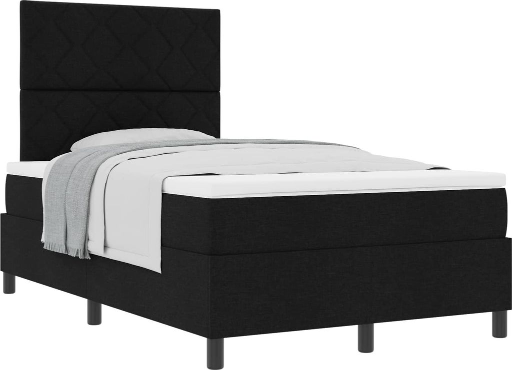 vidaXL Boxspringbett mit Matratze Schwarz 120 x 190 cm Stoff