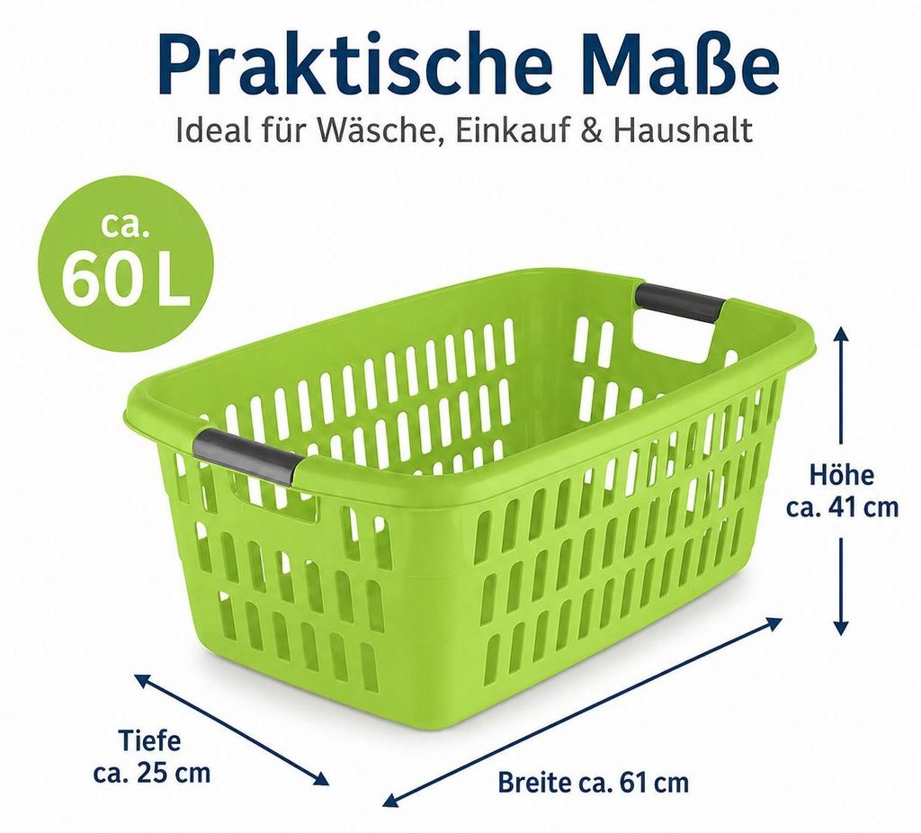 Großer Wäschekorb mit Seitlichen Eingriffen und Belüftung –