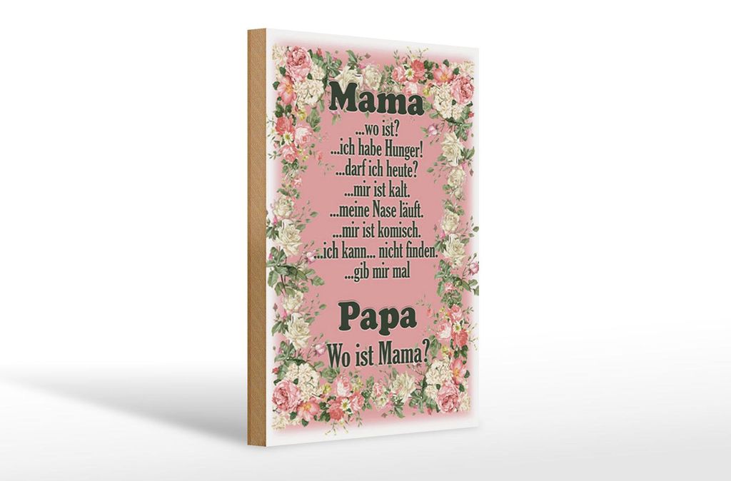 Holzschild Spruch 20x30cm Mama ich habe Hunger ist kalt