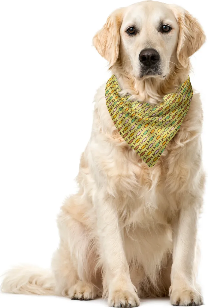 ABAKUHAUS Bandana Pet 40x40 cm Lavabile Design Pesci Verde Avocado