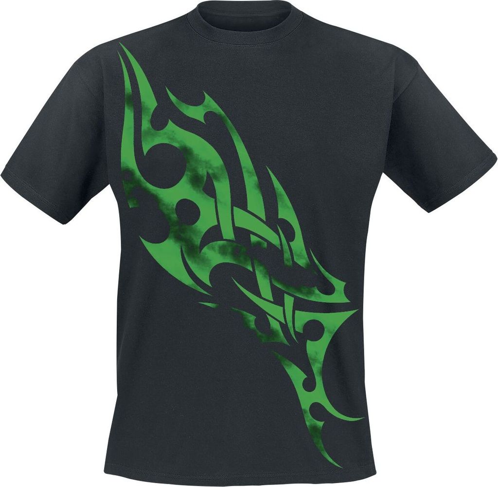 Green Smoky Tribal T-Shirt Herren TitelLogo schwarz Industrial 100% Baumwolle M
