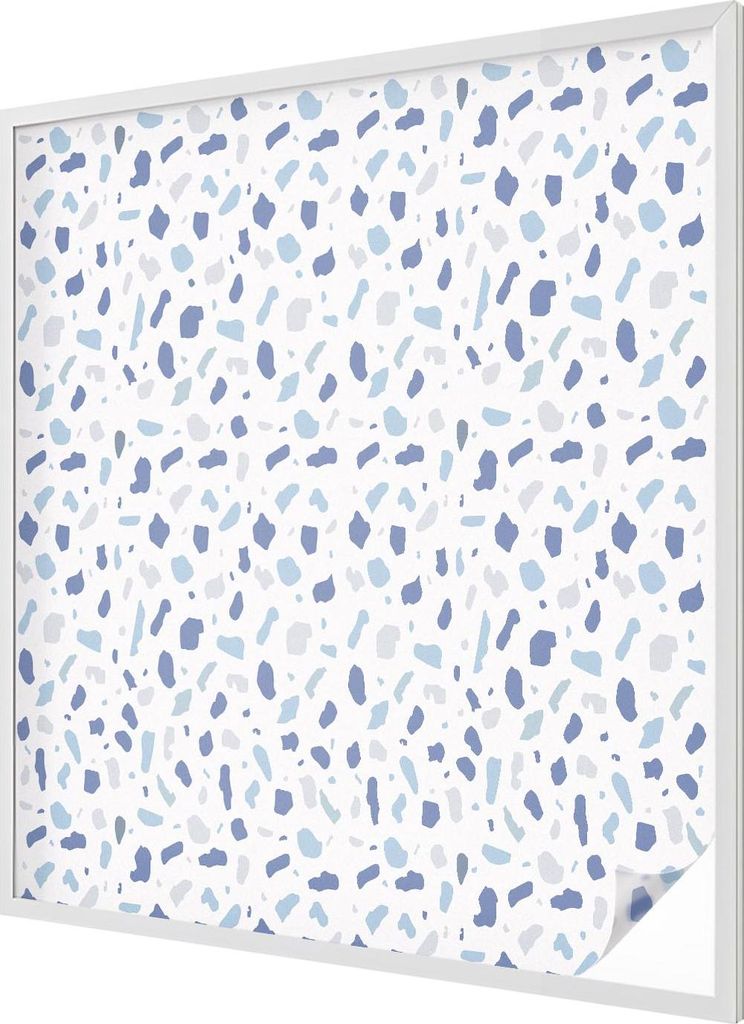 Buntglas Fensterfolie – 116x100 cm – Stained-Glass Design – blickdichte dekorative Sichtschutzfolie – selbstklebend, UV-Schutz – Blaue Mu...